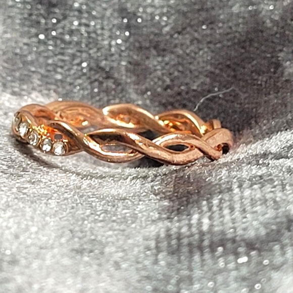 Classic Cubic Zirconia Rose Gold  Color  Wedding  Band - Picture 4 of 5